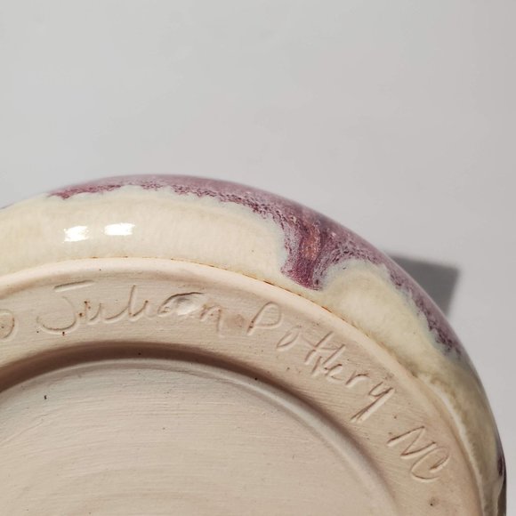 Hand Crafted Studio Pottery Soup Mug, Signed Large Coffee Cup, Purple Drip Glaze - Picture 7 of 13